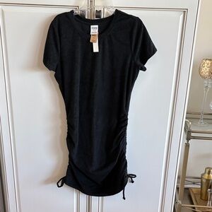 NWT PINK Victoria's Secret Black Terry Ruched Mini Dress Size Medium